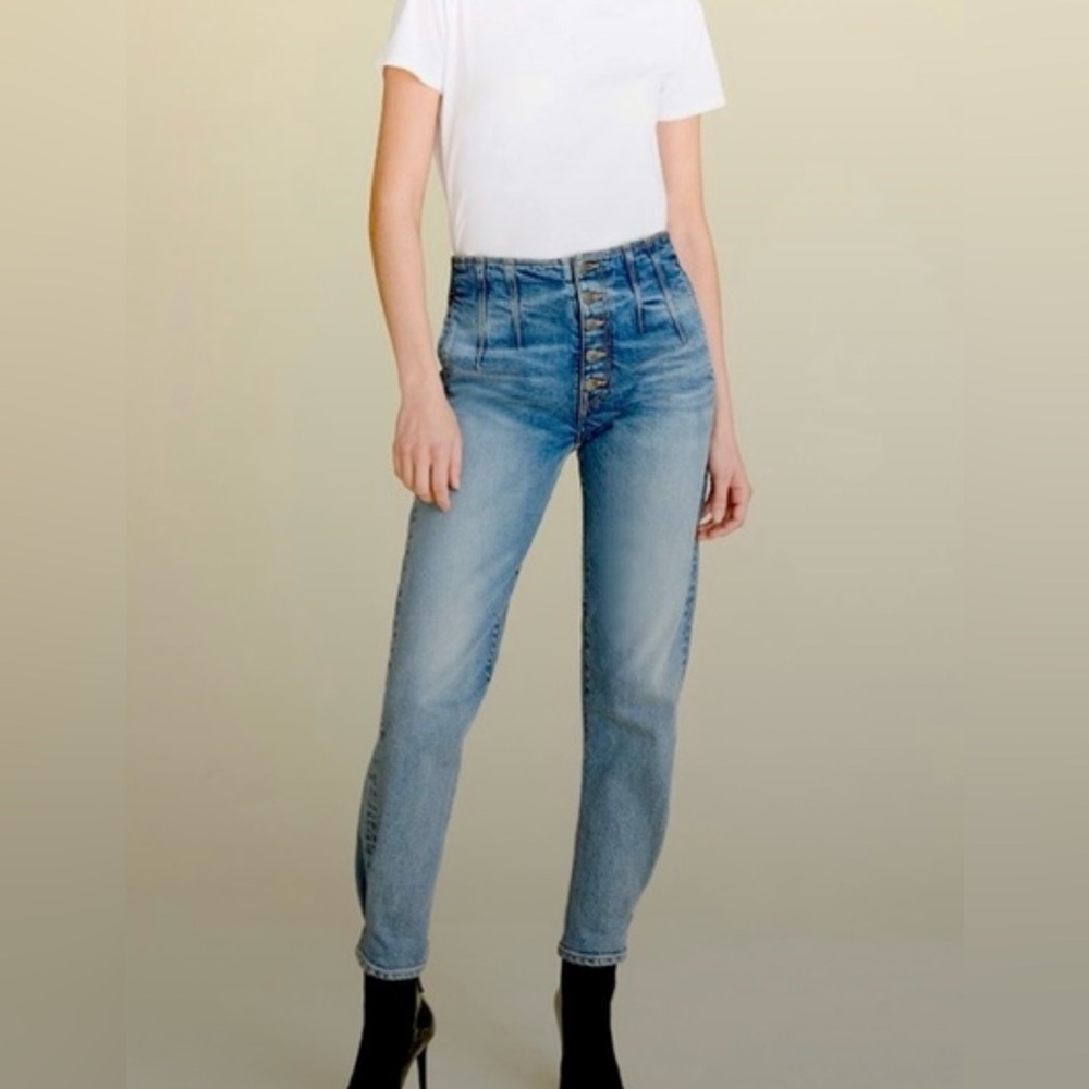 Veronica Beard Jeans Nita Peg Leg High Waisted Tapered Desert Stone Size 26